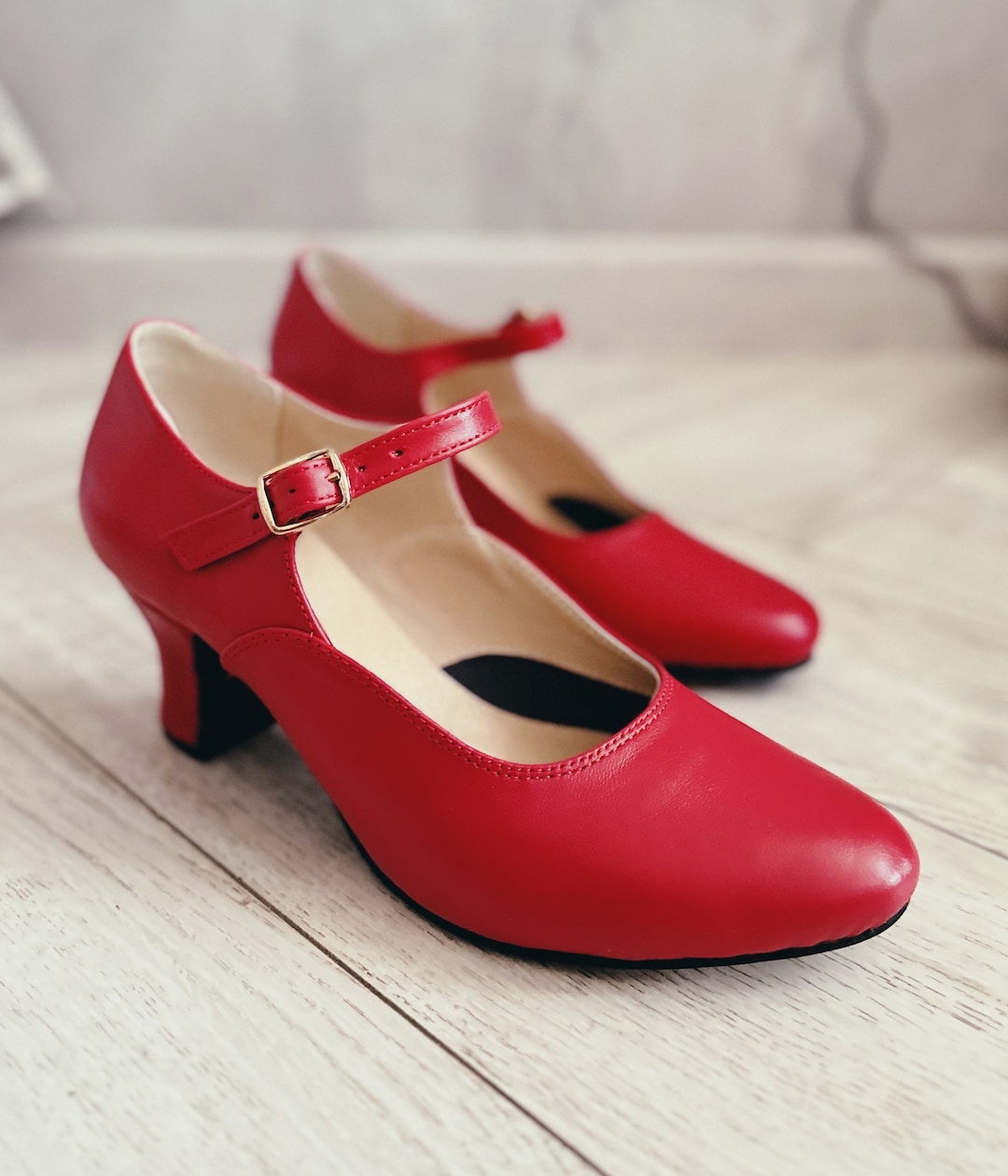 Red Folk Ukrainian Woman Shoes, Ukrainian Dancing Shoes for Woman, Classical Traditional