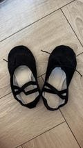 Kids White Black Textile Ballet Shoes Dance Slippers - Leather Sole