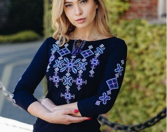 S-4XL Gorgeous Ukrainian Embroidered Blouse, Elegant Modern Vyshyvanka for Women, Modern Ukrainian Style Clothes