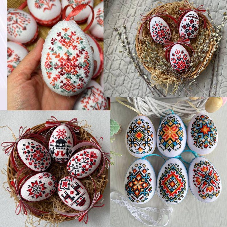 Ukrainian Pysanka Easter Egg Embroidery Pattern Set – Cross Stitch PDF ...