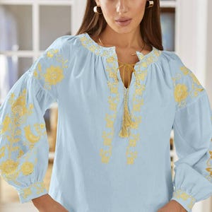 S-2XL geborduurde blouse in bohostijl, bohotop voor dames, folk-nouveaushirt, Resourt Wear, blouse Vyshyvanka - 2 kleuren