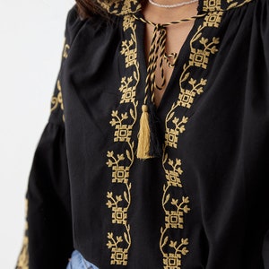 Bohemian Style Embroidered Blouse, Boho Top for Women, Folk Nouveau Shirt, Resourt Wear, Vyshyvanka Blouse image 2
