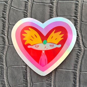 Jaren 90 cartoon holografische waterbestendige sticker– tiener hartenbreker, cadeau sticker, glanzende sticker voor laptop, waterfles, dagboek