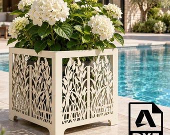 Iris Flower Planter DXF File | CNC Laser Cut Metal Garden Pot Stand (Digital Download)