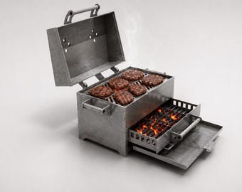 Parrilla de carbón DXF, archivo de plasma CNC, parrilla de barbacoa de metal casera, cocina al aire libre