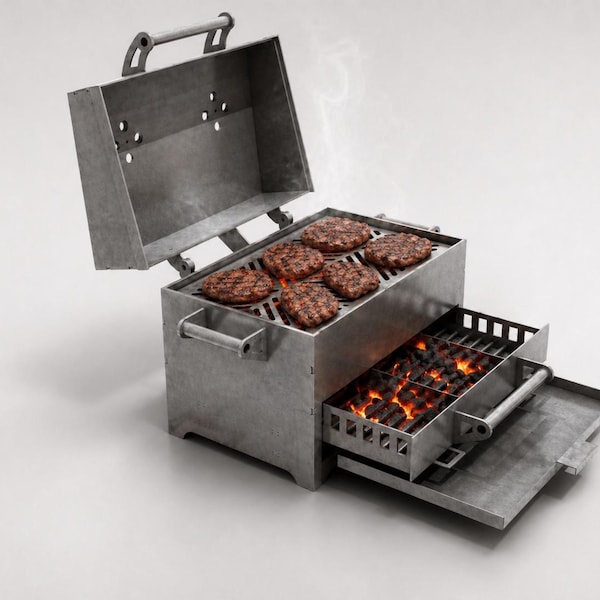 Houtskoolgrill DXF, cnc-plasmabestand, doe-het-zelf metalen bbq-grill, buitenkoken