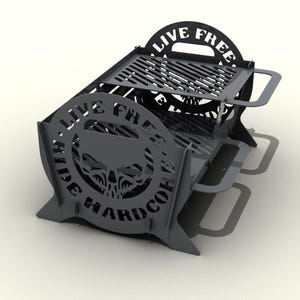 Grelha dobrável com duas grelhas. Desenhos em arquivo DXF/PDF para corte a plasma e laser. Para chapas de 3 mm (11g), 3,5 mm (10g), 4 mm (9g), 4,5 mm (7g)