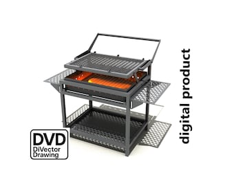 Planos de parrilla giratoria: archivos DXF STEP PDF para corte por láser/plasma