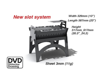 Parrilla plegable para barbacoa: nuevos planos: archivos DXF para corte por láser/plasma
