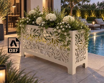 Metalen plantenstandaard met bloemenmotief DXF | CNC-lasersnijbestand (digitale download)