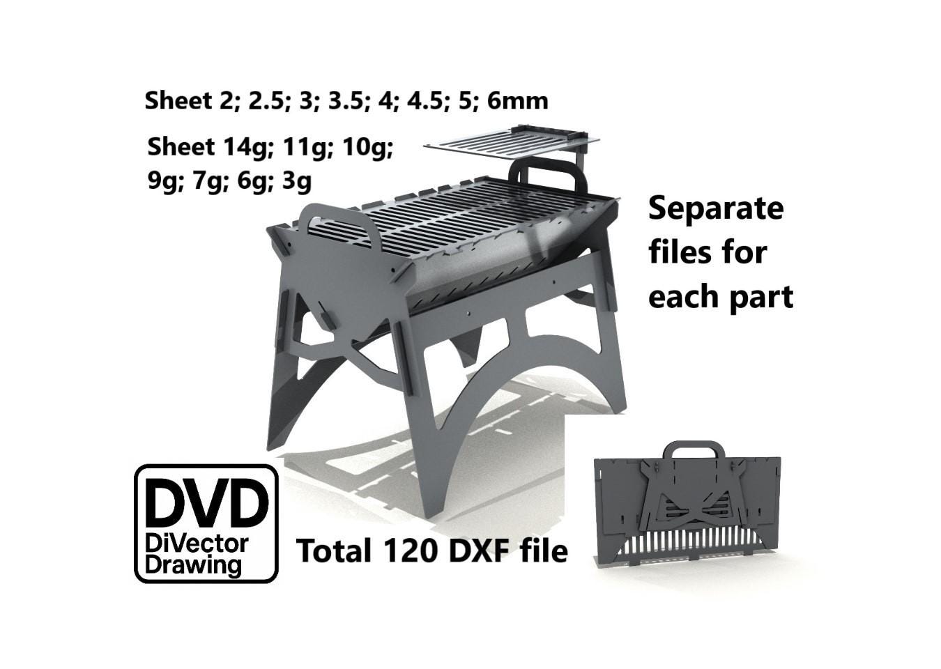Folding BBQ Grill 558x328 H=529. Complete set of drawings. DXF file for plasma, laser cutting