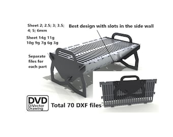 Folding BBQ Grill 558x328 H=275. Complete set of drawings. DXF file for plasma, laser cutting