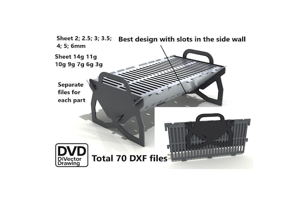 Folding BBQ Grill Plans: DXF Files for Laser/Plasma Cutting