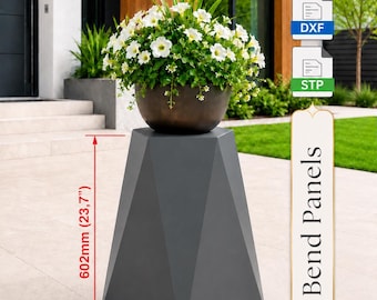 Plantenstandaard DXF STP-bestanden | metalen bloempotvoetstuk | fabricageplannen voor buitenplantenbakken