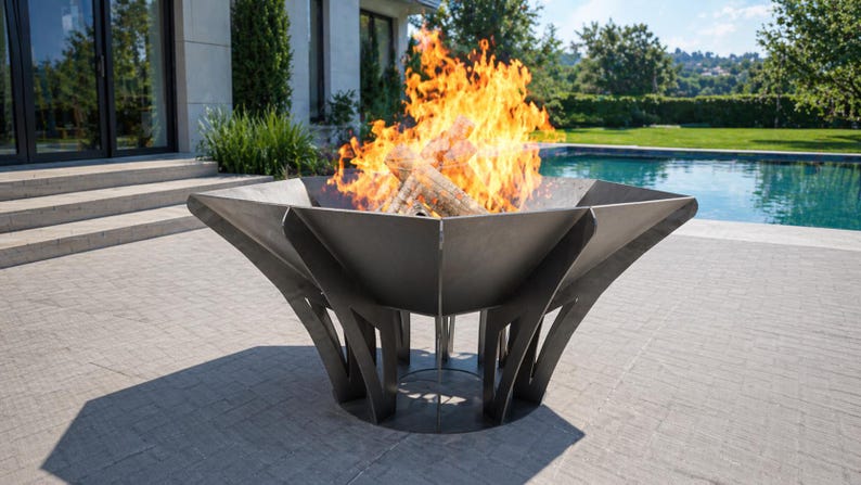 Modern Fire Pit DXF File CNC Metal Firepit Design Elevated Steel ...