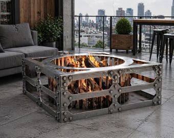 Plano de chimenea exterior de estilo industrial brutal DXF / estilo loft moderno