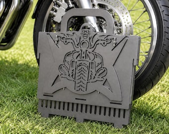 Opvouwbare motorfietsgrill DXF-bestanden | draagbare campingbarbecue-plannen | lasergesneden stalen vuurkorf