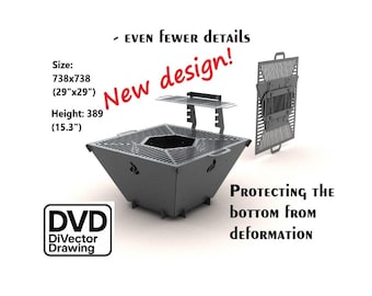 Planos para barbacoa plegable con fogata: Archivos DXF para corte láser/plasma