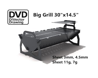Planos de parrilla plegable grande 2: Archivos DXF para corte por láser/plasma