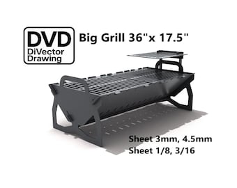 Planos de parrilla plegable grande: archivos DXF para corte por láser/plasma