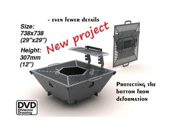 Planos para barbacoa plegable con fogata: Archivos DXF para corte láser/plasma