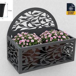 Vaso de parede em DXF para corte a laser em metal, ideal para plantas de jardim (arquivo CNC).