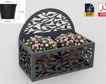 Wandhangende plantenbak DXF voor lasergesneden metalen tuinplantenbak CNC-bestand