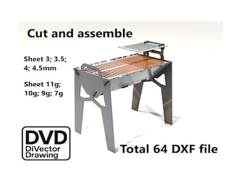 Planos de parrilla plegable: archivo DXF para corte por plasma/láser