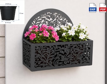 Hangende plantenbak voor aan de muur. DXF-bestand voor lasergesneden metalen tuinplantenbak (CNC-bestand).