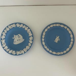 1970s Wedgwood Blue Jasperware Plates - Set of 2