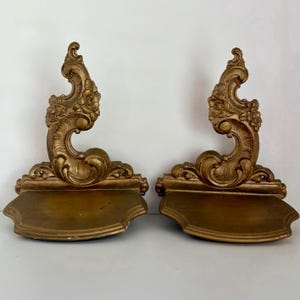 Pair of Ornate Gold Wall Brackets | Syroco Wood Shelves
