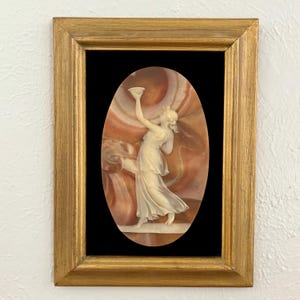 Vintage Victorian Woman Framed Incolay Art Piece