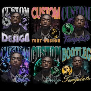 Custom Bootleg PSD Bundle – Editable Photoshop Templates for Rap T-Shirts, PNG Files, Graphic Tee Design, Instant Download