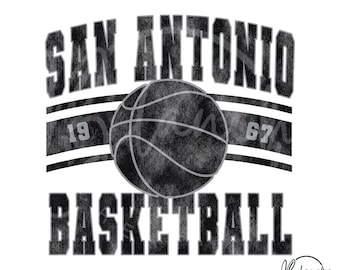 Vintage San Antonio Basketball SVG PNG, Retro Basketball SVG File, Game Day Cricut Design, College Sports Clipart, Basketball Shirt Graphic