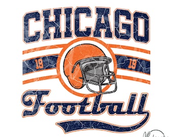 Vintage Chicago Football SVG PNG, plik SVG z motywem retro Football, projekt Cricut Game Day, grafika sportowa na poziomie uniwersyteckim, grafika koszulki piłkarskiej