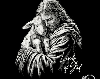 Vintage Lamb Of God Jesus SVG PNG, Retro Christian Faith Clipart, Religious Digital Design
