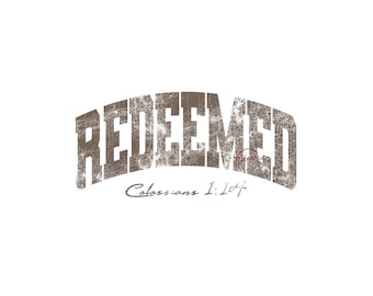 Redimidos Colosenses 1:14 SVG PNG, Diseño de camiseta con versículo bíblico cristiano, Archivo de fe retro