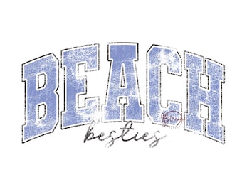 Mejores amigas de la playa PNG, diseño de camiseta retro para vacaciones en la playa, gráfico de sublimación de verano desgastado