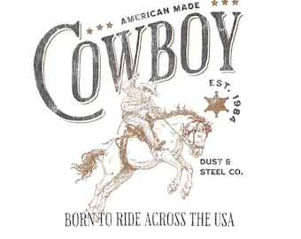 Vintage Cowboy PNG, Retro Western Design, Country Rodeo Clipart, Outlaw Western