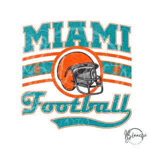 Vintage Miami Football SVG PNG, Retro Football SVG File, Game Day Cricut Design, College Sports Clipart, Football Shirt Graphic