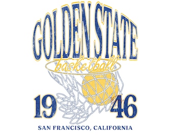 Archivo SVG PNG de baloncesto de Golden State, diseño de camiseta deportiva retro, archivo Cricut de baloncesto vintage