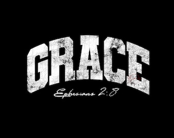 Gracia Cristiana SVG PNG, Diseño de Camiseta con Versículo Bíblico, Archivo Cricut de Fe Retro