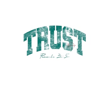 Diseño de camiseta con versículo bíblico "Confía en Cristo" en formato SVG y PNG. Archivo Cricut con temática retro de fe.