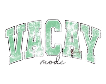 Vacay Mode PNG, diseño de camiseta retro de vacaciones, gráfico de sublimación de viaje de verano desgastado
