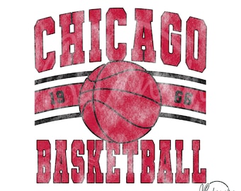 Baloncesto vintage de Chicago SVG PNG, archivo SVG de baloncesto retro, diseño Cricut para día de partido, imágenes prediseñadas de deportes universitarios, gráfico para camiseta de baloncesto