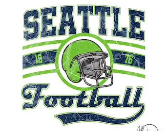 Vintage Seattle Football SVG PNG, Retro Football SVG File, Game Day Cricut Design, College Sports Clipart, Football Shirt Graphic