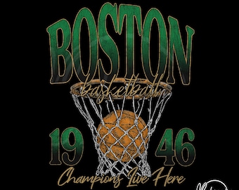 Baloncesto Boston vintage desgastado PNG, arte deportivo del día del partido, descarga digital