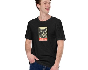 Camiseta engraçada de gato macho alfa, camiseta gráfica amante de gatos, camiseta vintage com meme de gato, presente retrô para pai gato, estampa legal de gato, camiseta engraçada de gatinho
