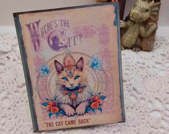 Boho Cats Postcard Folio, Journal Insert - Handmade  Junk Journal, Journal Supplies, thankyou gift, birthday gift,