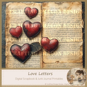 Love Letters Digital Paper Pack: Roses & Valentine Designs (A4)
